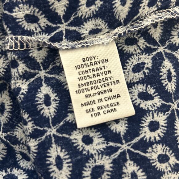 Fever Womens Boho Peasant Top XL Blue Embroidered Rayon Cottagecore Hippie Style - Picture 9 of 10